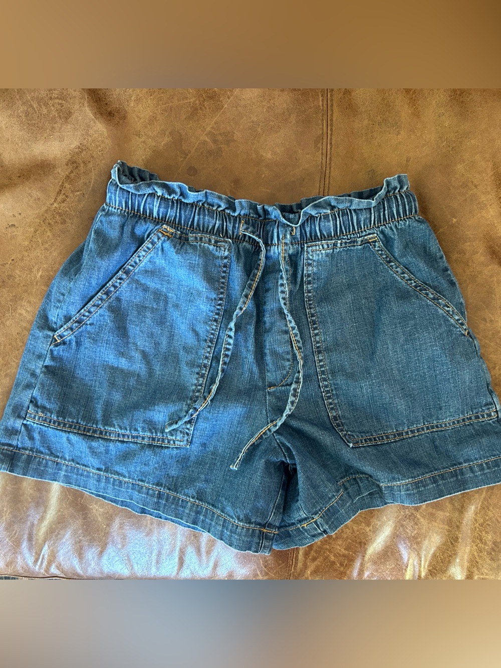 Banana Republic Blue Elastic-Waist Denim Shorts